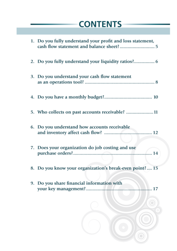 table of contents