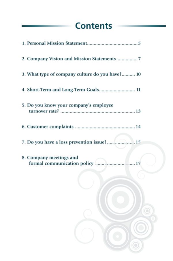 table of contents